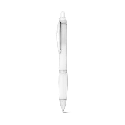 SWING rPET promotional pen in white (detail view) with custom logo branding