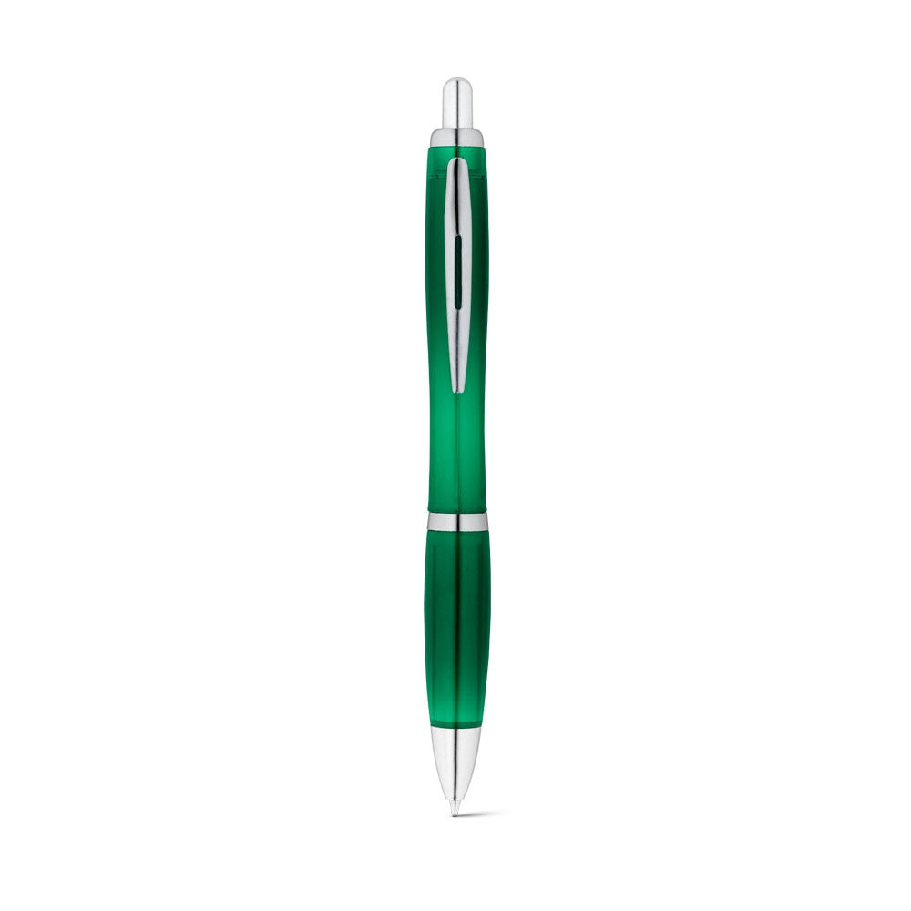 SWING rPET promotional pen in green (detail view) with custom logo branding