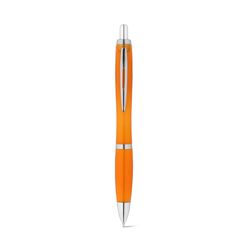 SWING rPET promotional pen in orange (detail view) with custom logo branding
