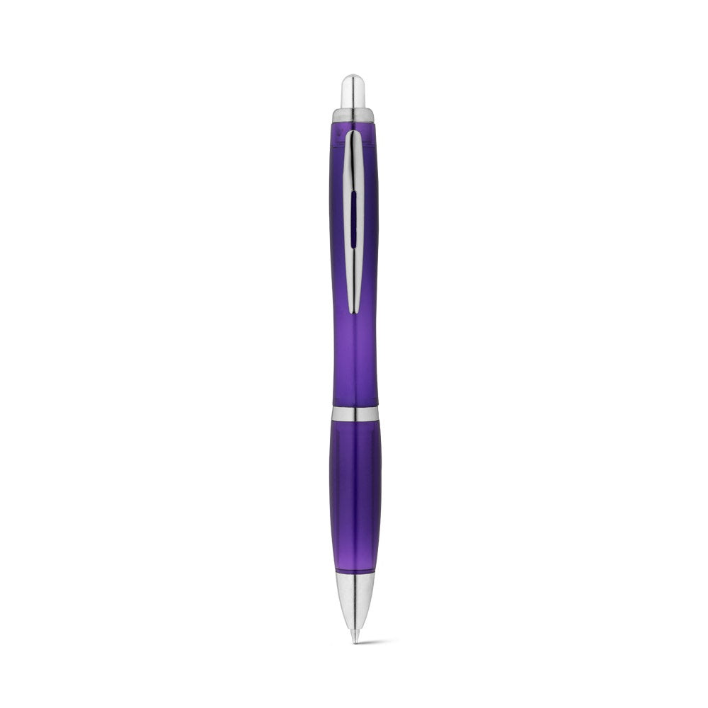 SWING rPET promotional pen in purple (detail view) with custom logo branding