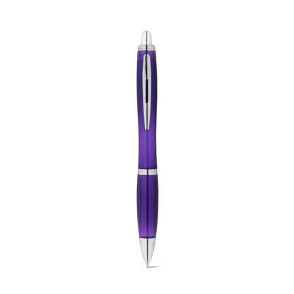 SWING rPET promotional pen in purple (detail view) with custom logo branding