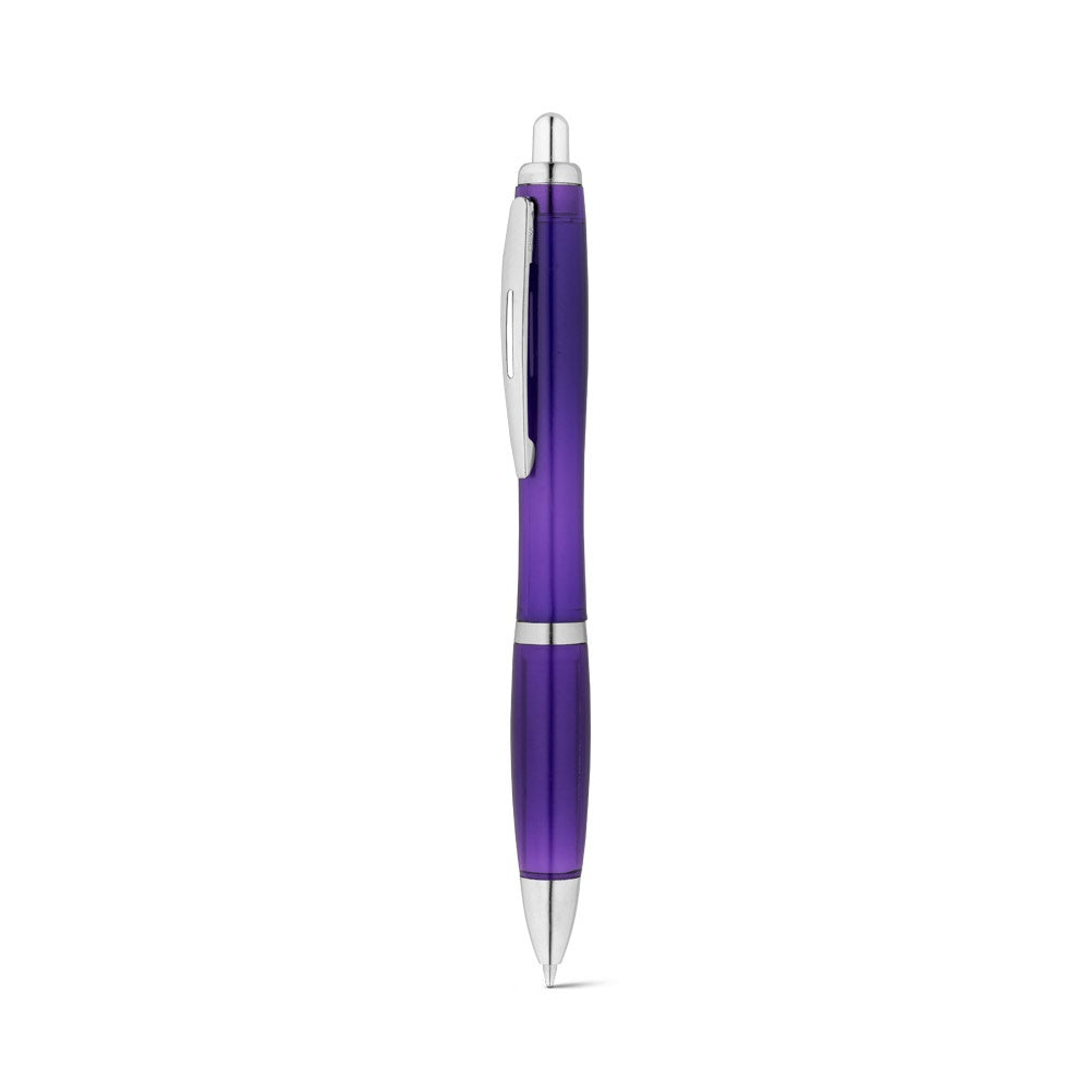SWING rPET promotional pen in purple (detail view) with custom logo branding