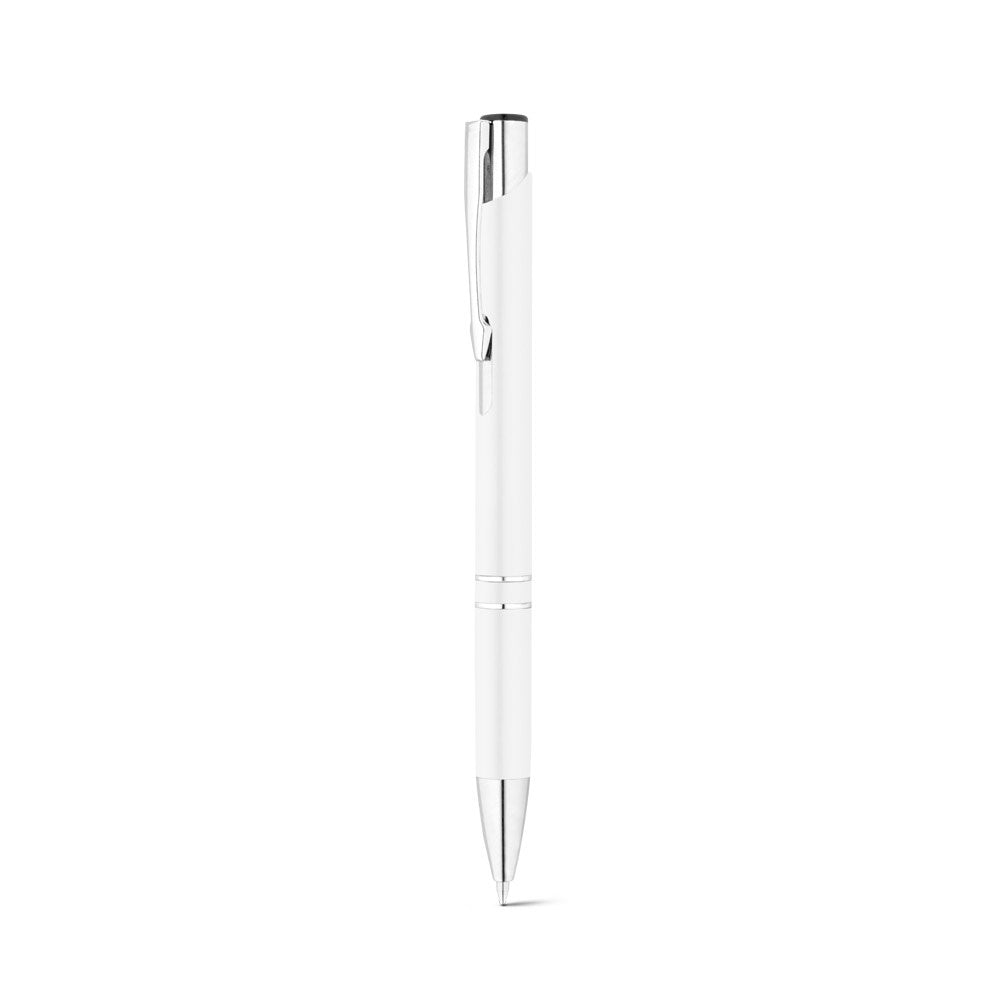 RE-BETA promotional pen in white (detail view) with custom logo branding