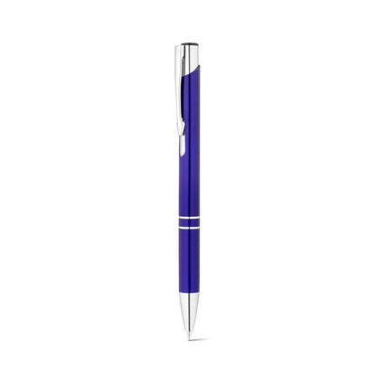RE-BETA promotional pen in royal blue (detail view) with custom logo branding