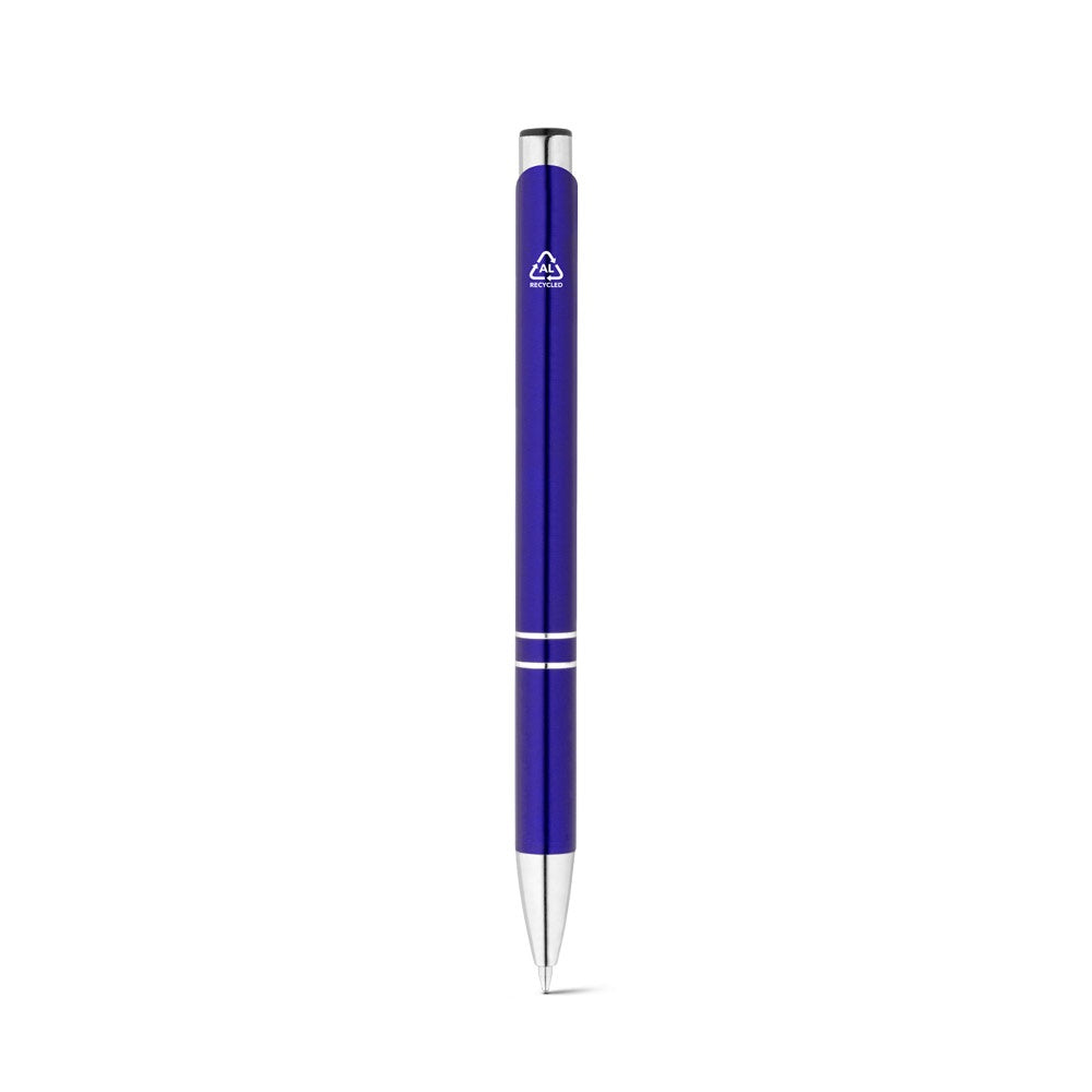 RE-BETA promotional pen in royal blue (detail view) with custom logo branding