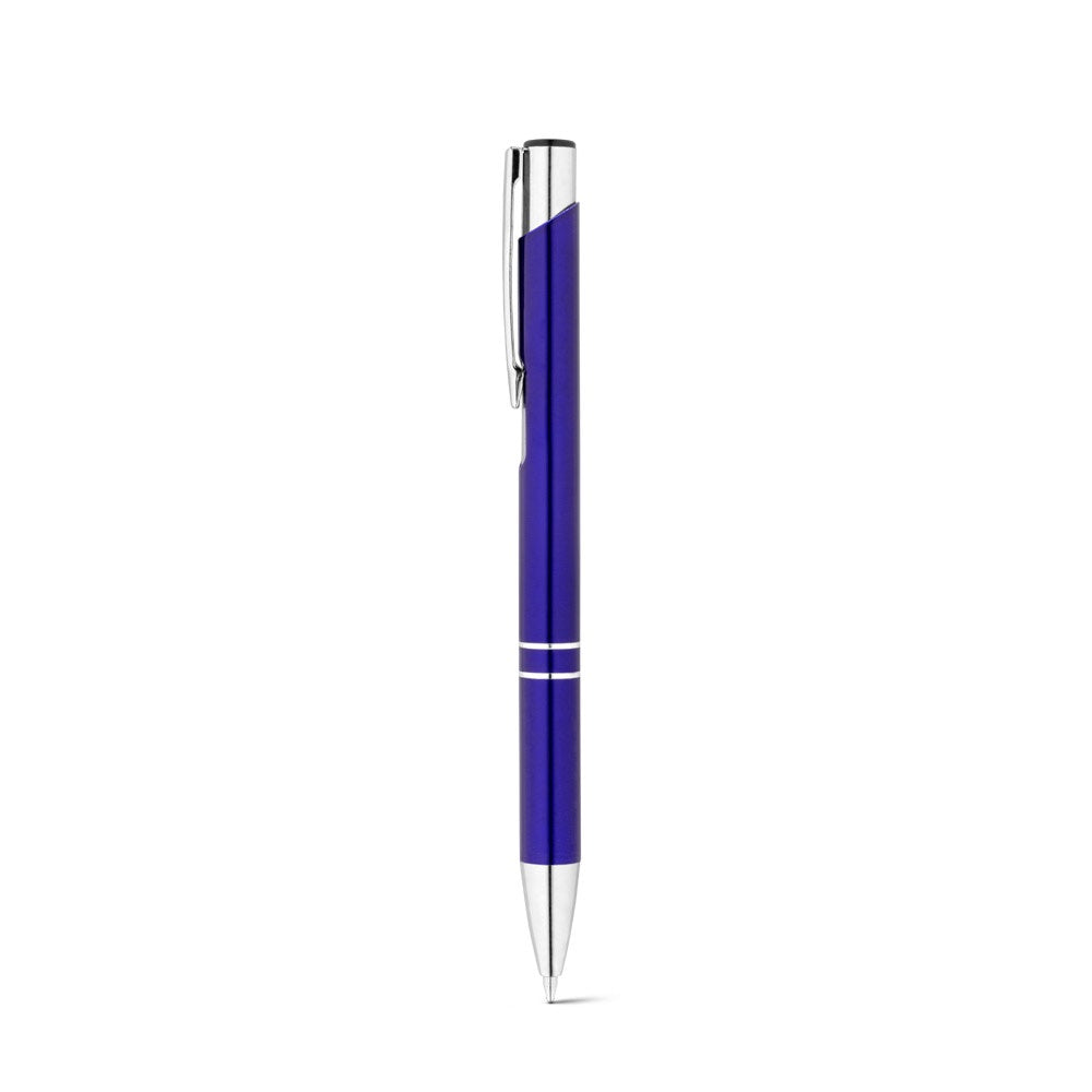 RE-BETA promotional pen in royal blue with custom logo branding