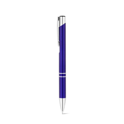 RE-BETA promotional pen in royal blue with custom logo branding