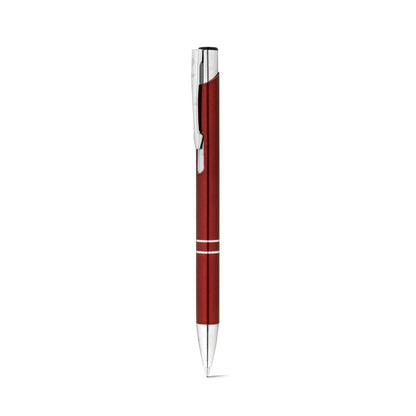 RE-BETA promotional pen in burgundy (detail view) with custom logo branding