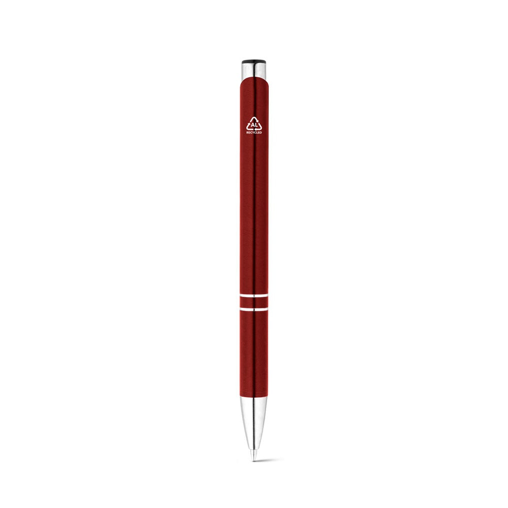 RE-BETA promotional pen in burgundy (detail view) with custom logo branding