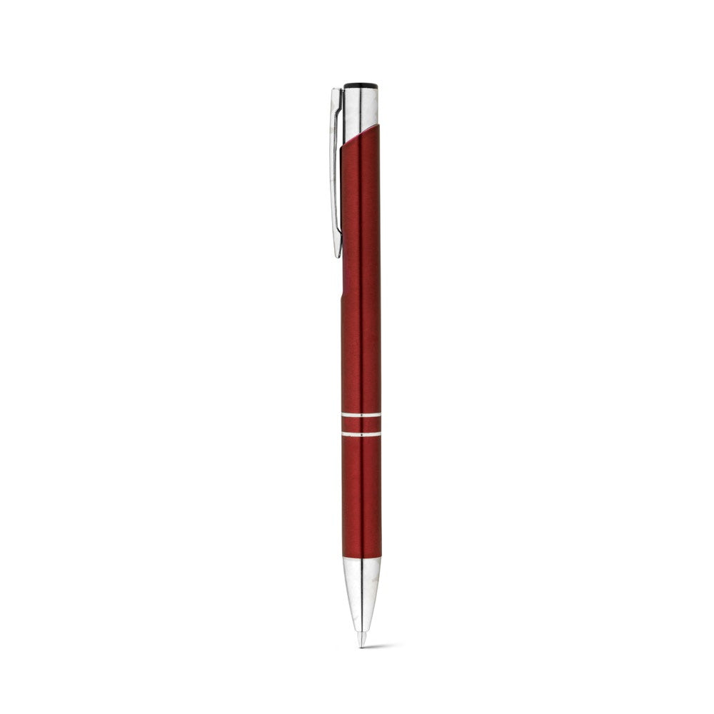 RE-BETA promotional pen in burgundy with custom logo branding