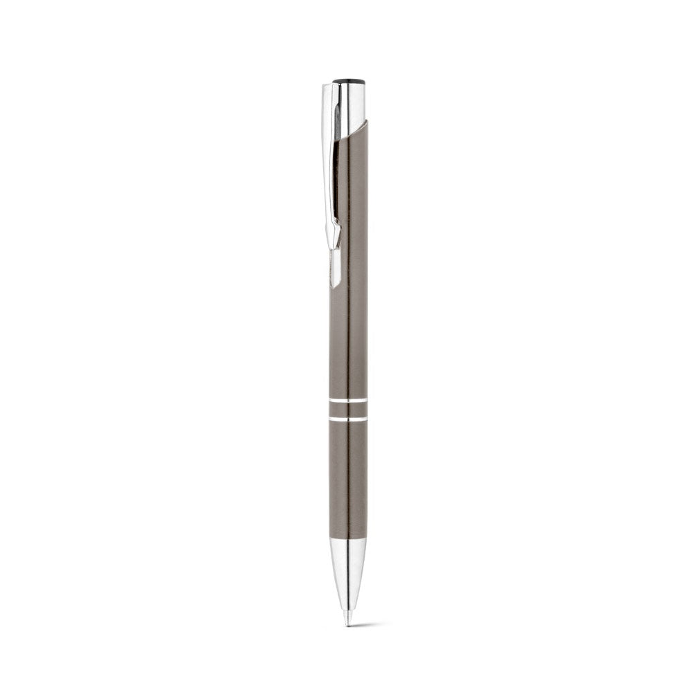 RE-BETA promotional pen in gun metal (detail view) with custom logo branding