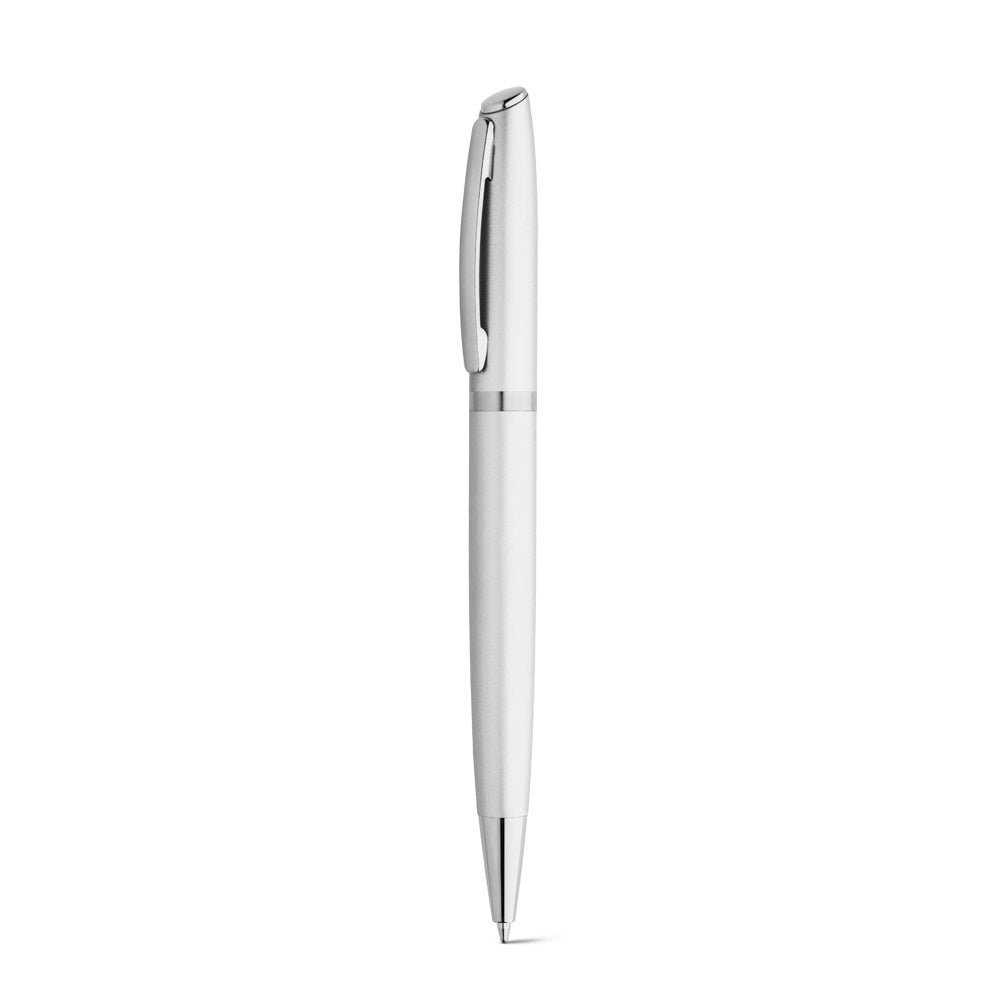 RE-LANDO-SET promotional writing set in satin silver (detail view) with custom logo branding
