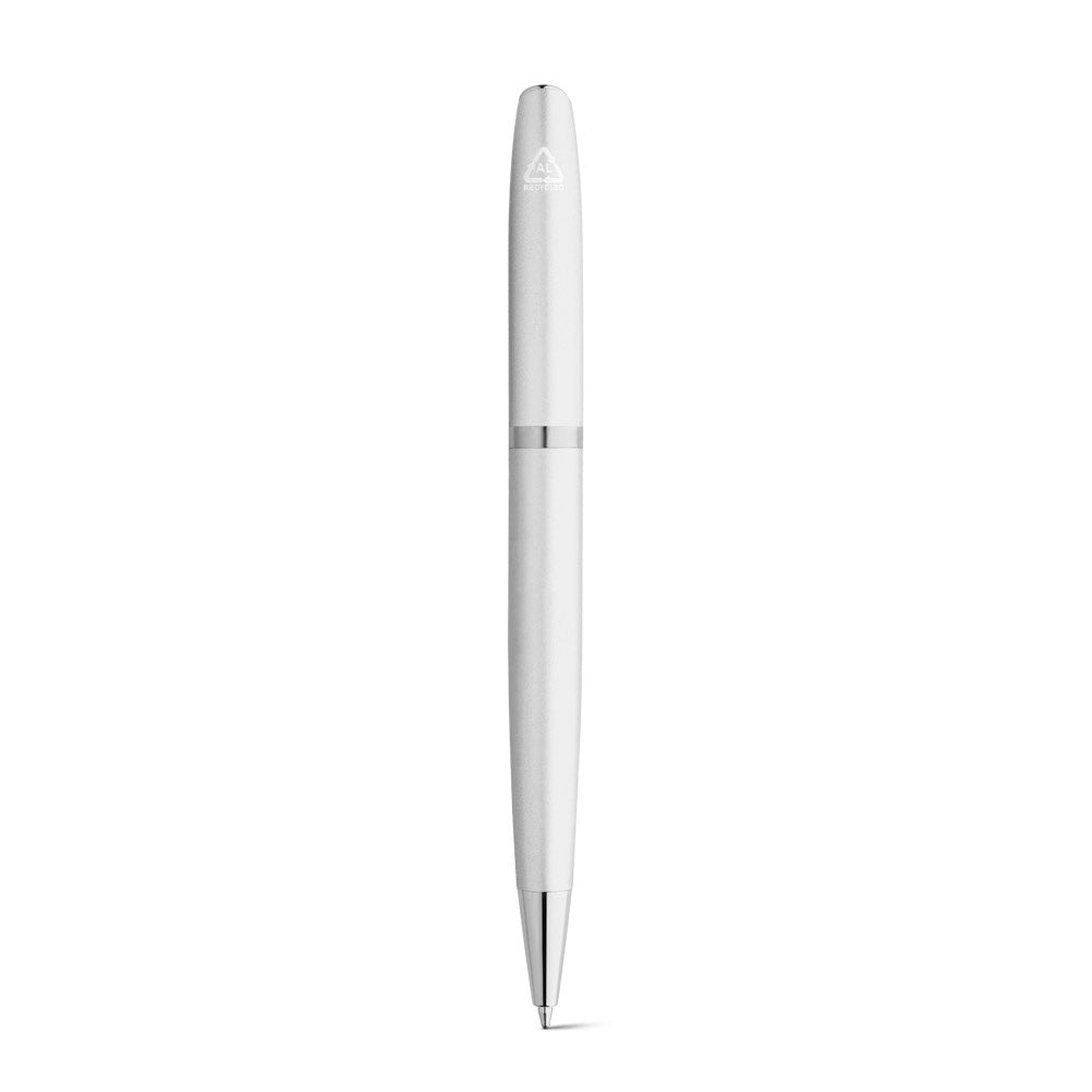 RE-LANDO-SET promotional writing set in satin silver (detail view) with custom logo branding