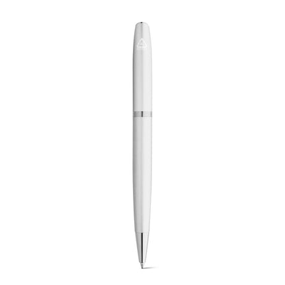 RE-LANDO-SET promotional writing set in satin silver (detail view) with custom logo branding