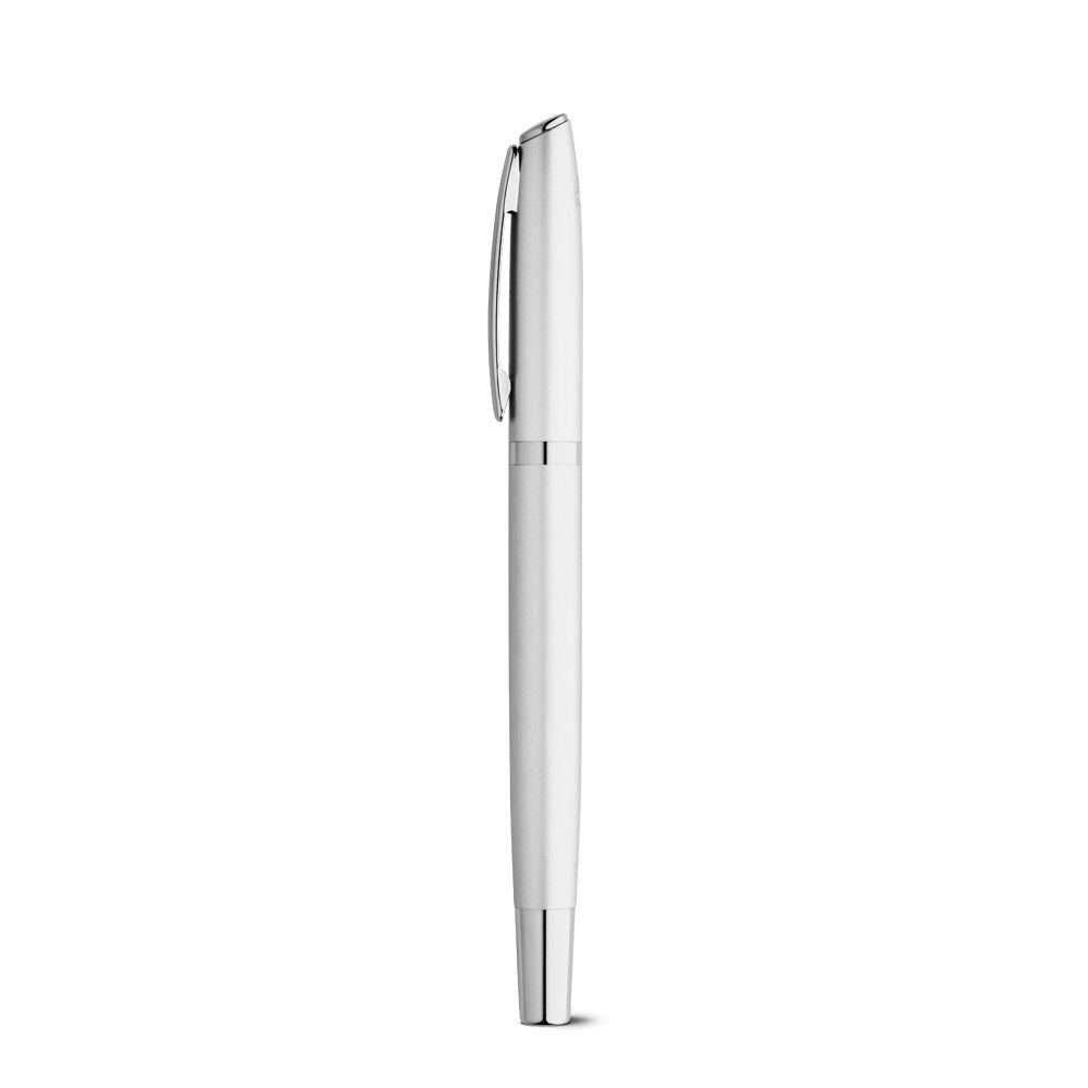 RE-LANDO-SET promotional writing set in satin silver (detail view) with custom logo branding
