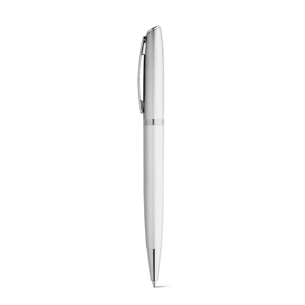 RE-LANDO-SET promotional writing set in satin silver with custom logo branding