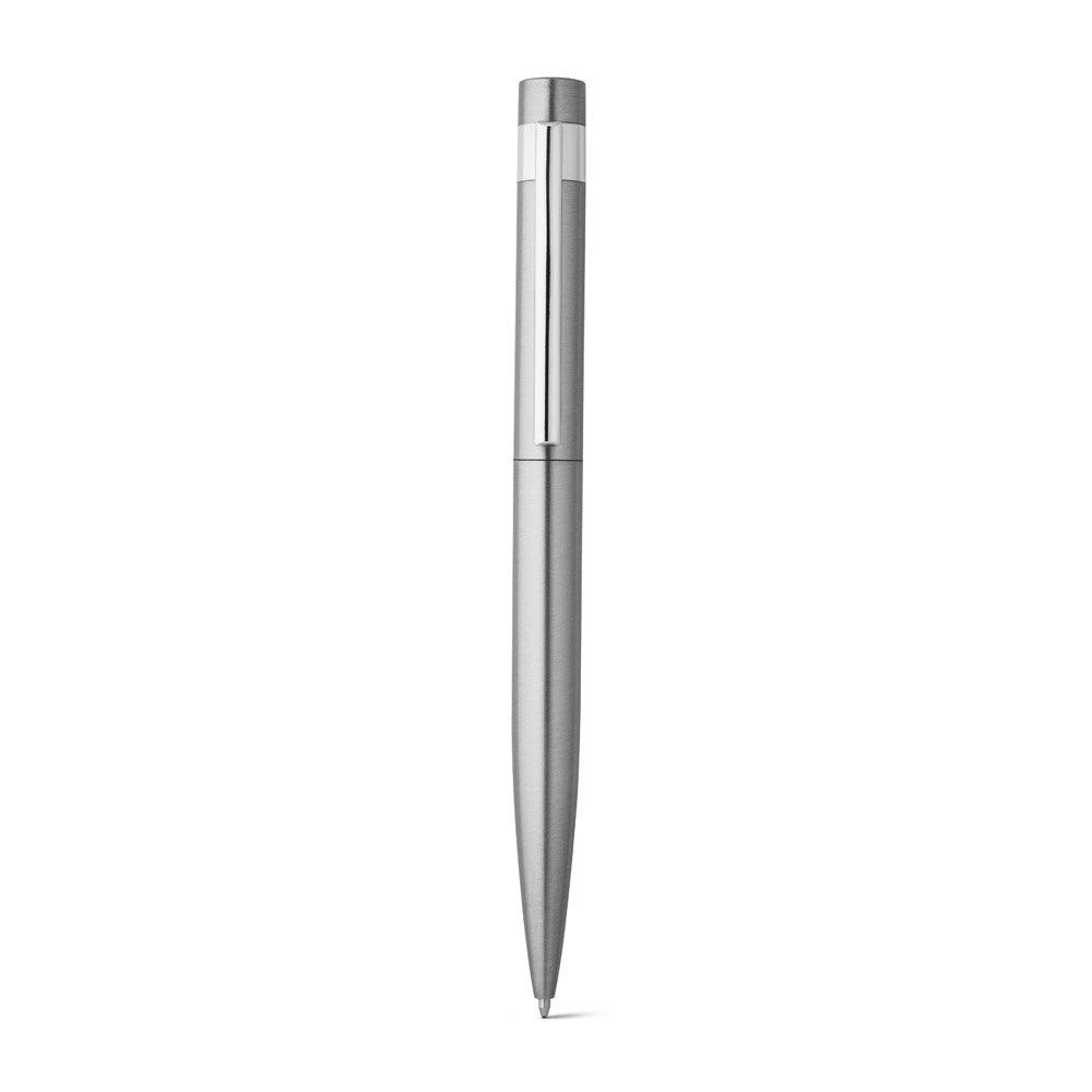 ALEXA promotional pen in satin silver (detail view) with custom logo branding