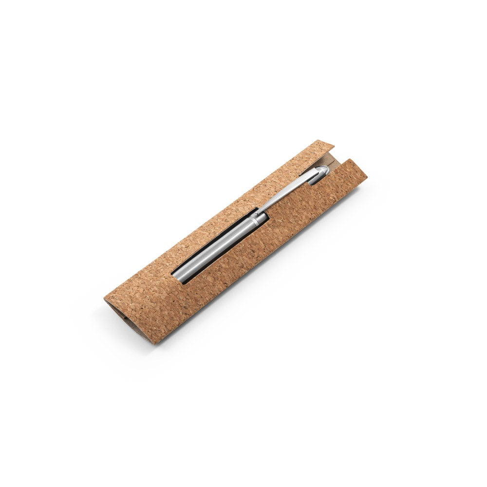 CHRIS promotional pen in satin silver (gift box packaging) with custom logo branding