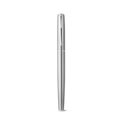 ELLA promotional writing set in satin silver (detail view) with custom logo branding