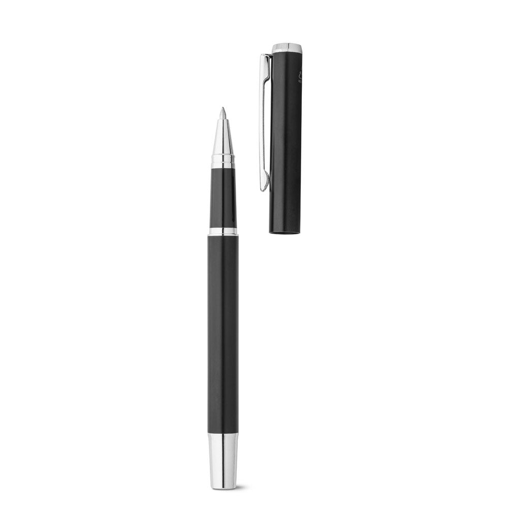 LEAH promotional writing set in black (detail view) with custom logo branding