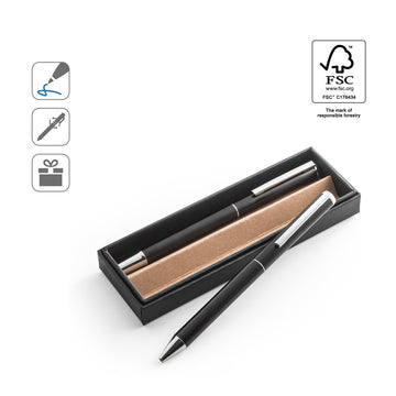 LEAH promotional writing set (complete set view) with custom logo branding