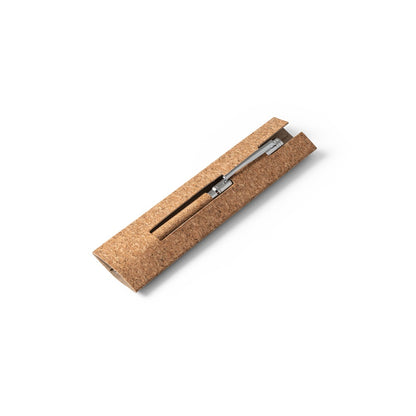 CORKO promotional pen in natural (gift box packaging) with custom logo branding