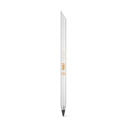 MONET promotional pen in satin silver with custom logo branding