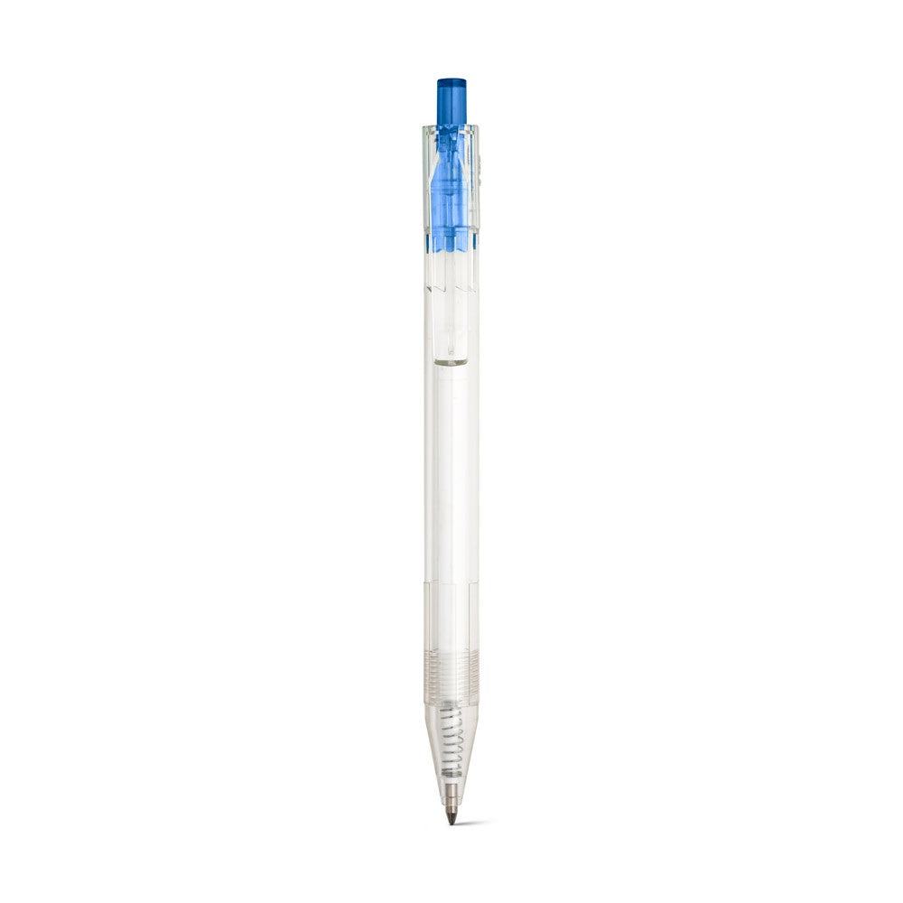 HARLAN promotional pen in blue (detail view) with custom logo branding