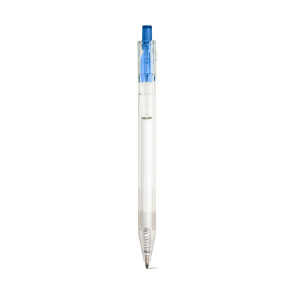HARLAN promotional pen in blue (detail view) with custom logo branding