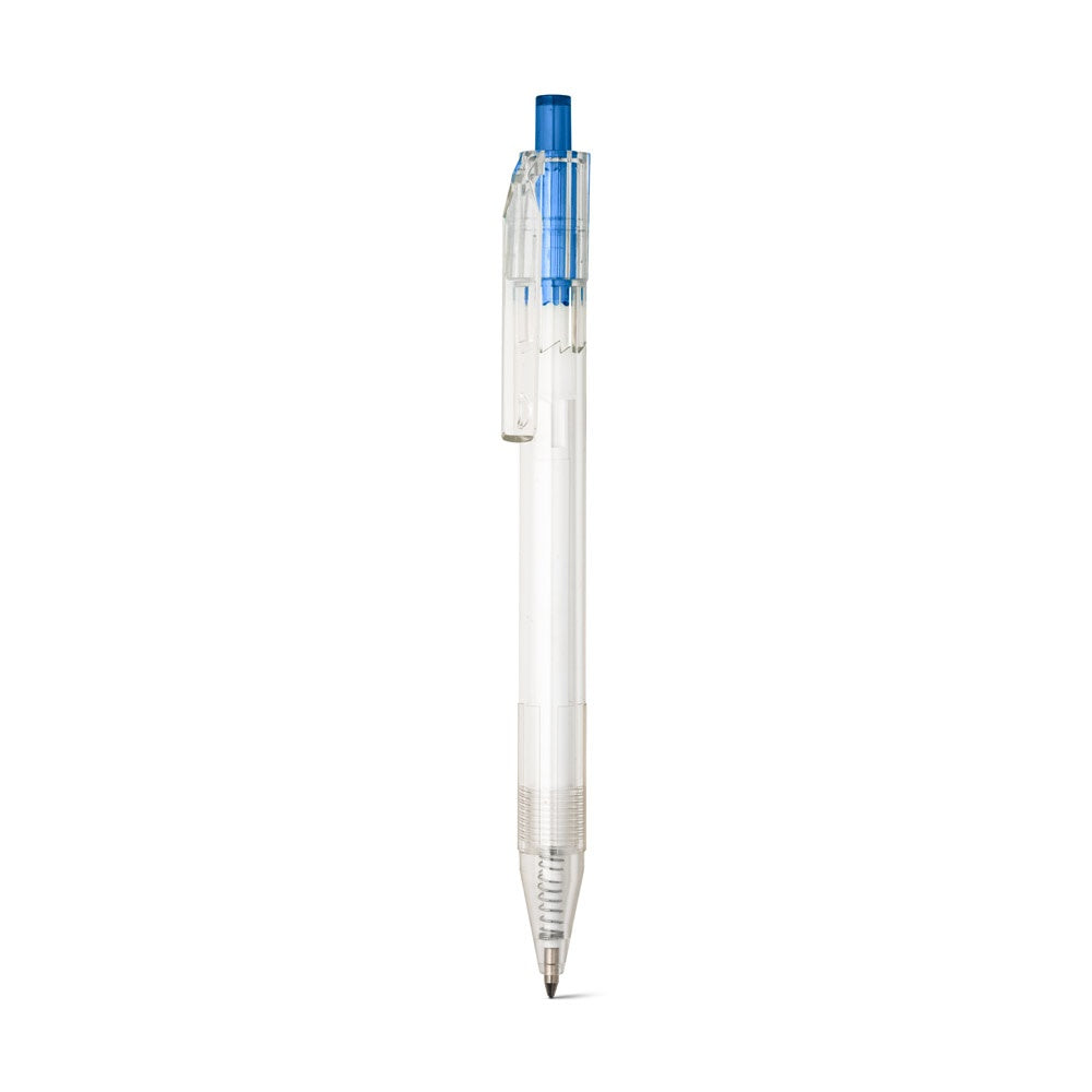 HARLAN promotional pen in blue (detail view) with custom logo branding