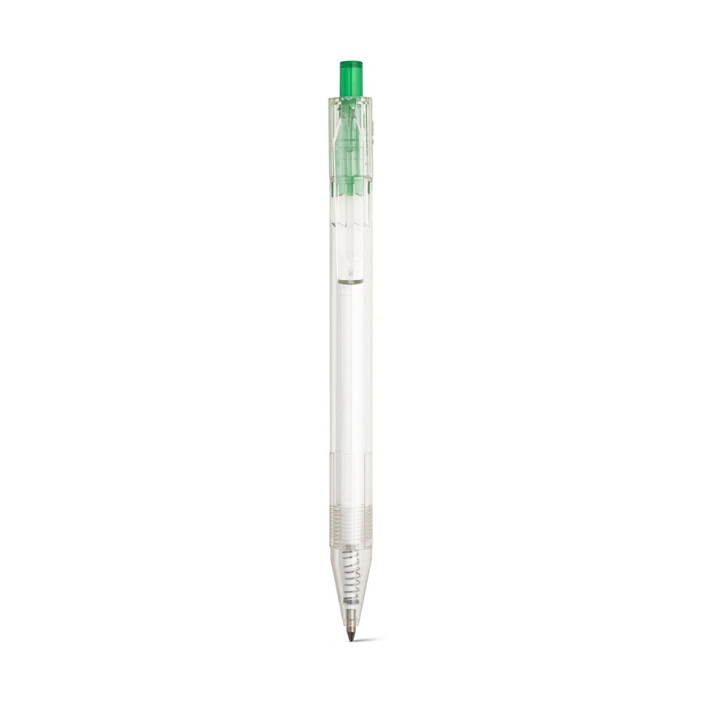 HARLAN promotional pen in green (detail view) with custom logo branding