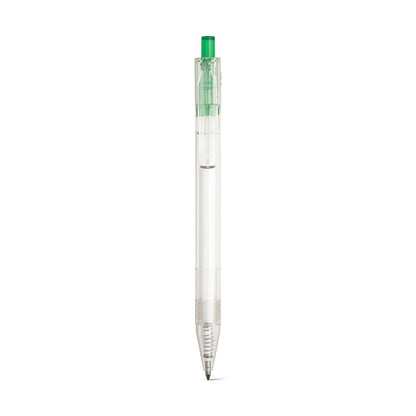 HARLAN promotional pen in green (detail view) with custom logo branding