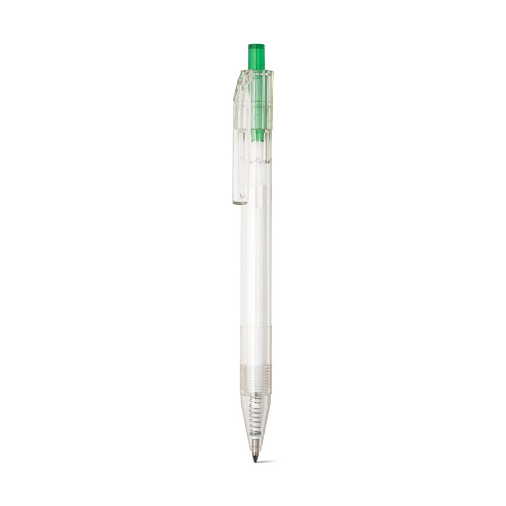 HARLAN promotional pen in green (detail view) with custom logo branding