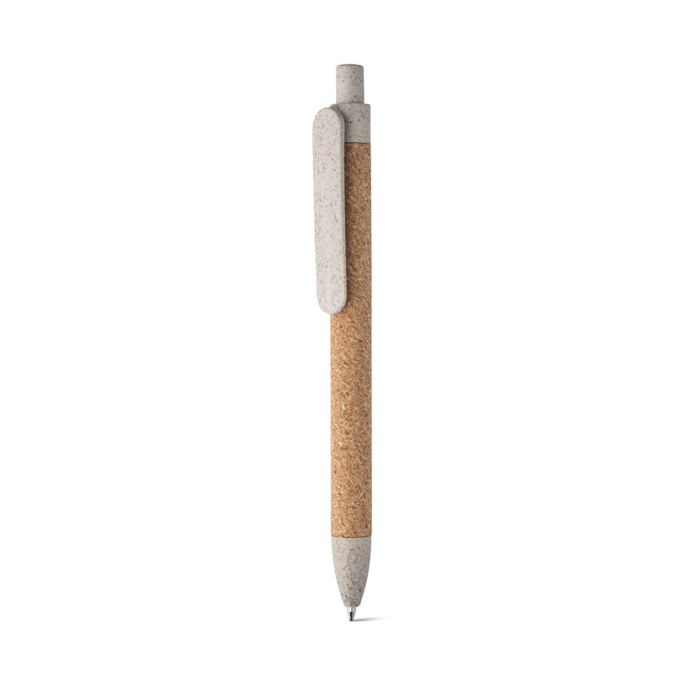GOYA promotional pen in light natural (detail view) with custom logo branding