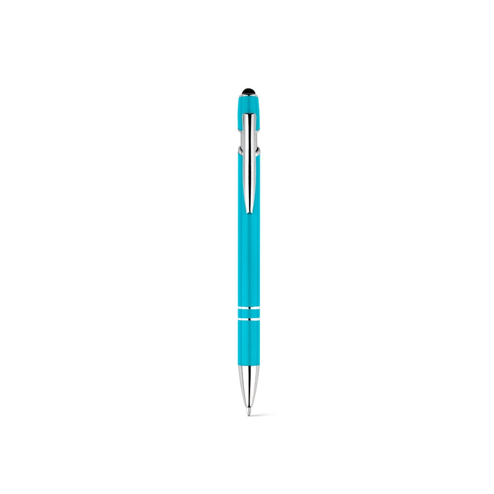 NEIL promotional pen in light blue (detail view) with custom logo branding