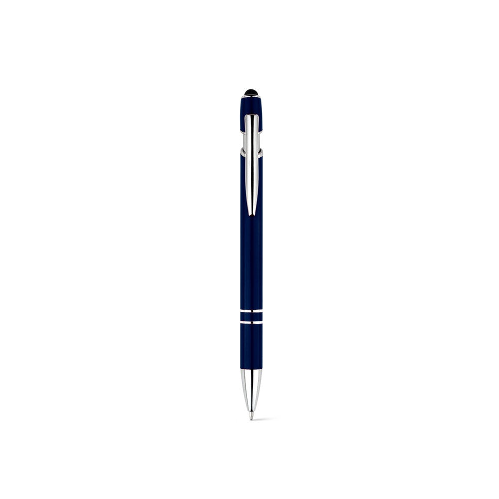 NEIL promotional pen in navy blue (detail view) with custom logo branding