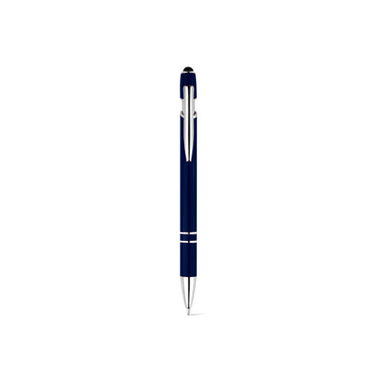 NEIL promotional pen in navy blue (detail view) with custom logo branding
