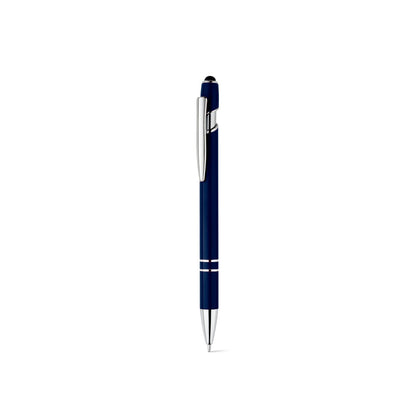 NEIL promotional pen in navy blue (detail view) with custom logo branding