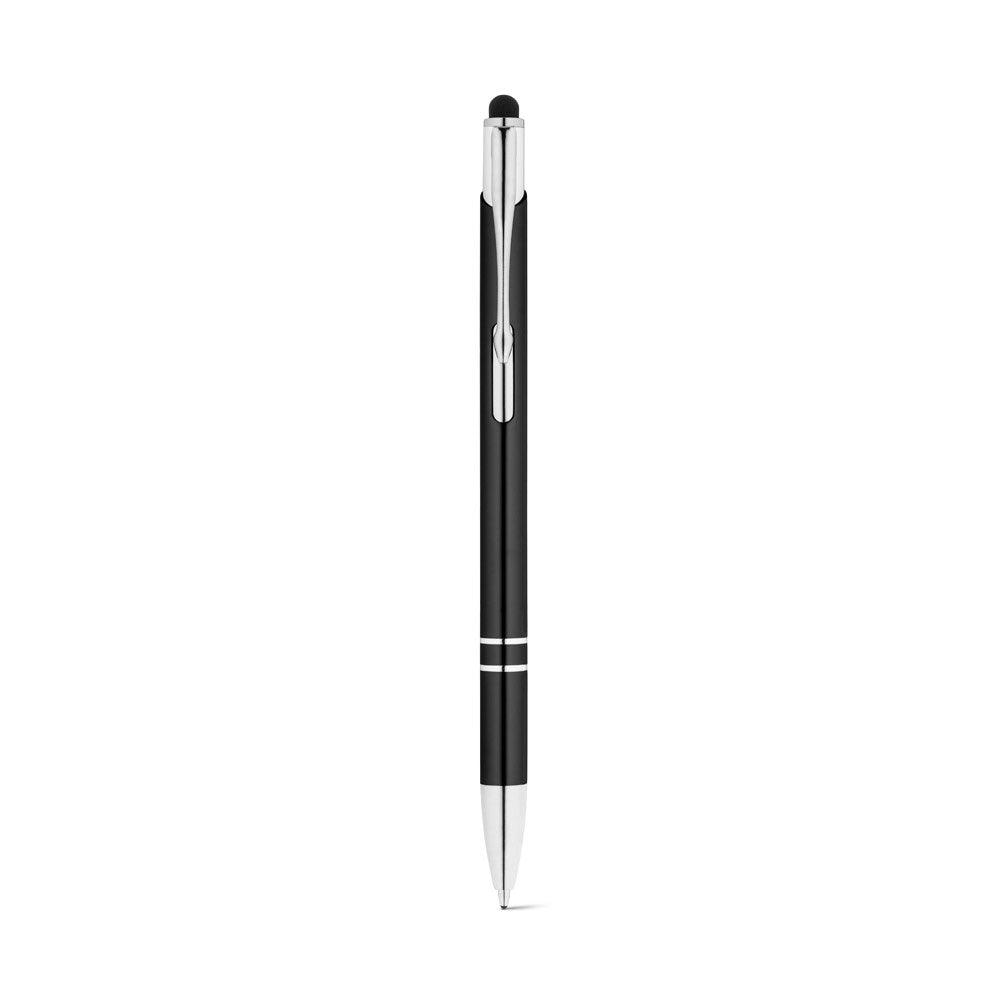 GALBA promotional pen in black (detail view) with custom logo branding