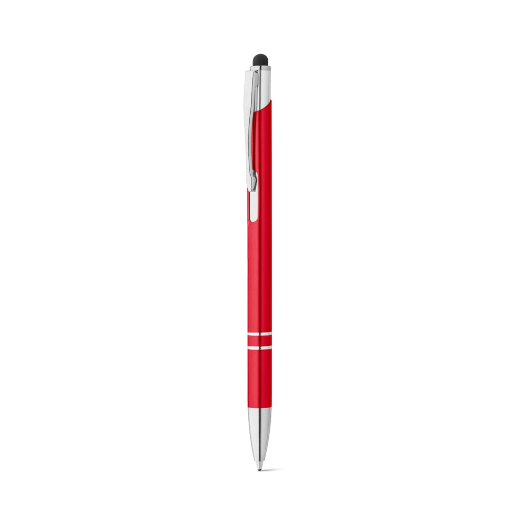 GALBA promotional pen in red (detail view) with custom logo branding