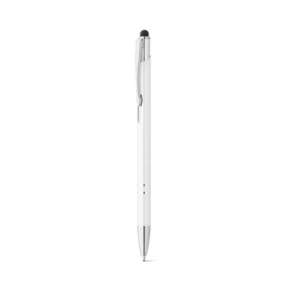 GALBA promotional pen in white (detail view) with custom logo branding