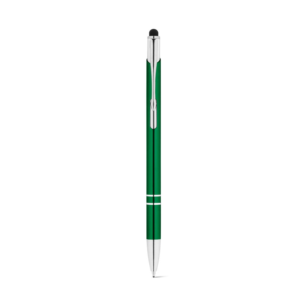 GALBA promotional pen in green (detail view) with custom logo branding