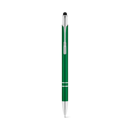 GALBA promotional pen in green (detail view) with custom logo branding