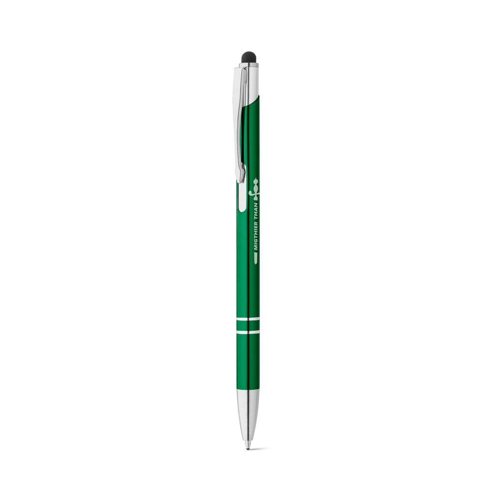 GALBA promotional pen in green with custom logo branding