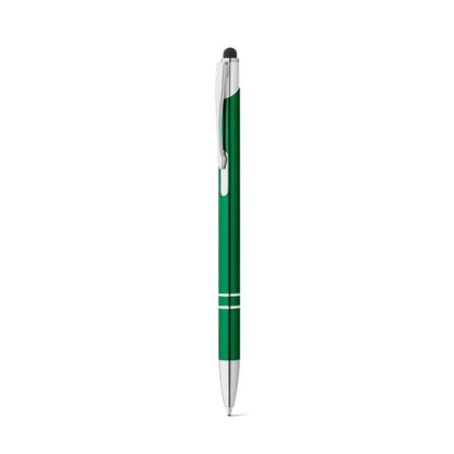 GALBA promotional pen in green (detail view) with custom logo branding