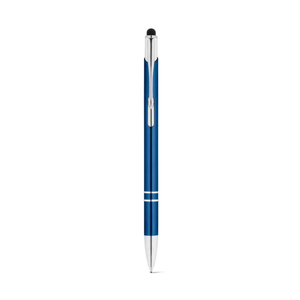 GALBA promotional pen in royal blue (detail view) with custom logo branding