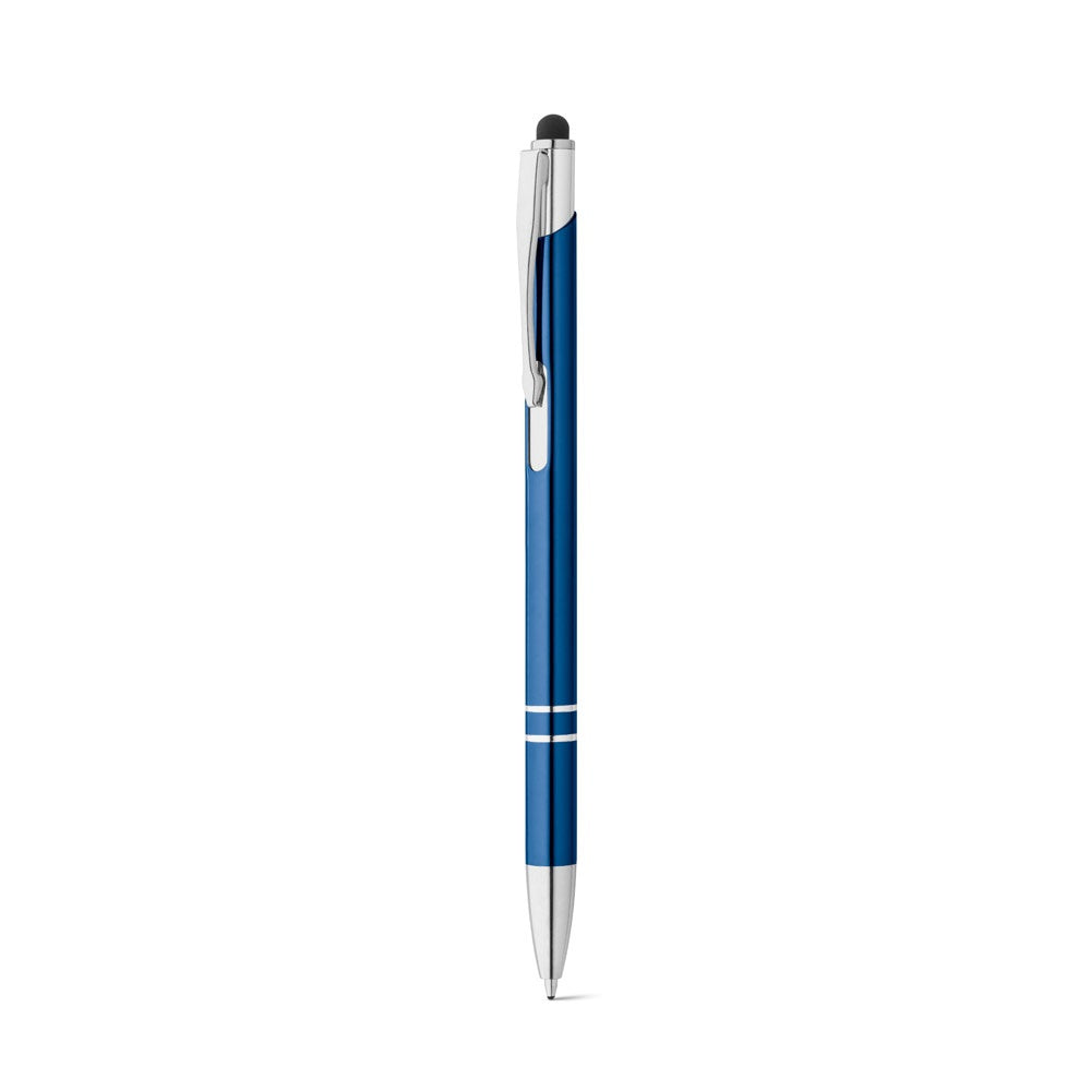 GALBA promotional pen in royal blue (detail view) with custom logo branding