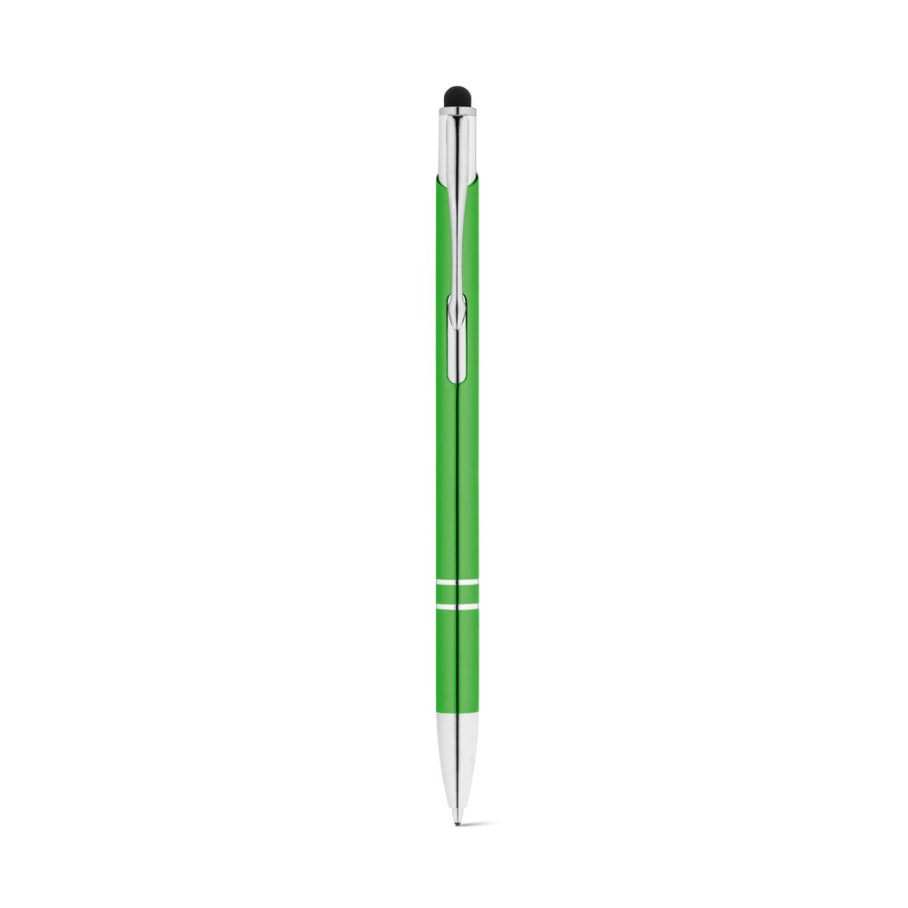 GALBA promotional pen in light green (detail view) with custom logo branding