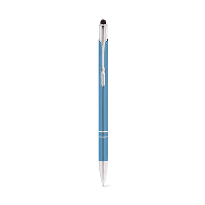 GALBA promotional pen in light blue (detail view) with custom logo branding