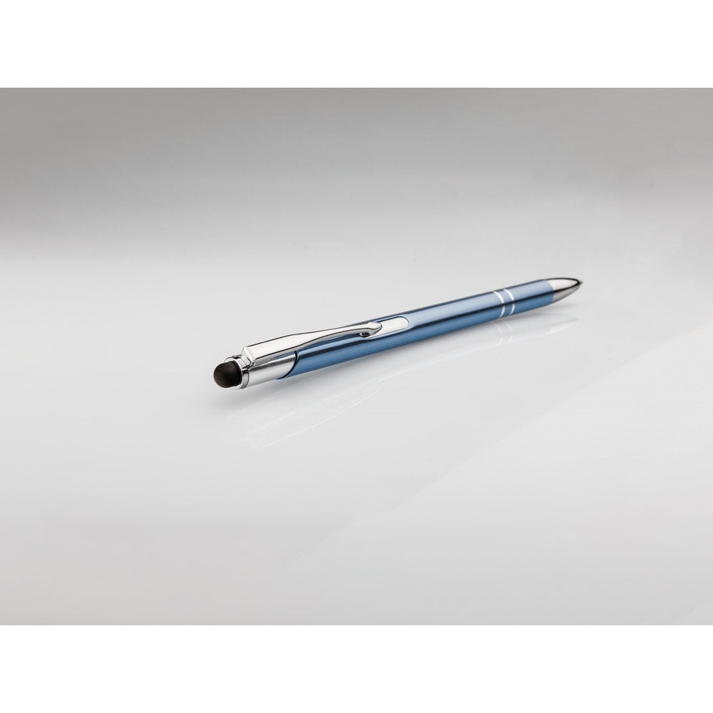 GALBA promotional pen in light blue (detail view) with custom logo branding